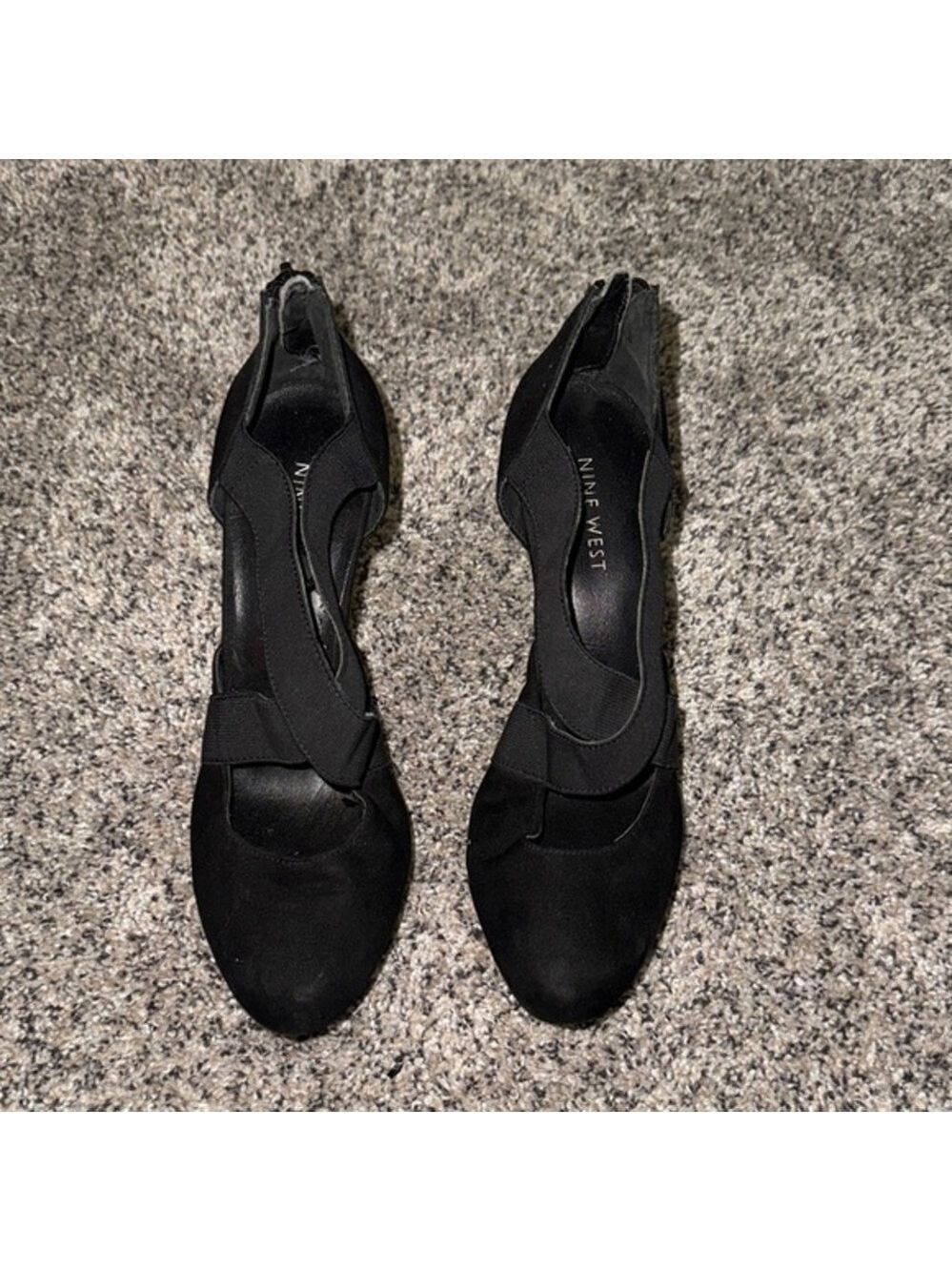 Nine West Black Stretch Strap D’Orsay Heels Pumps Size 7.5